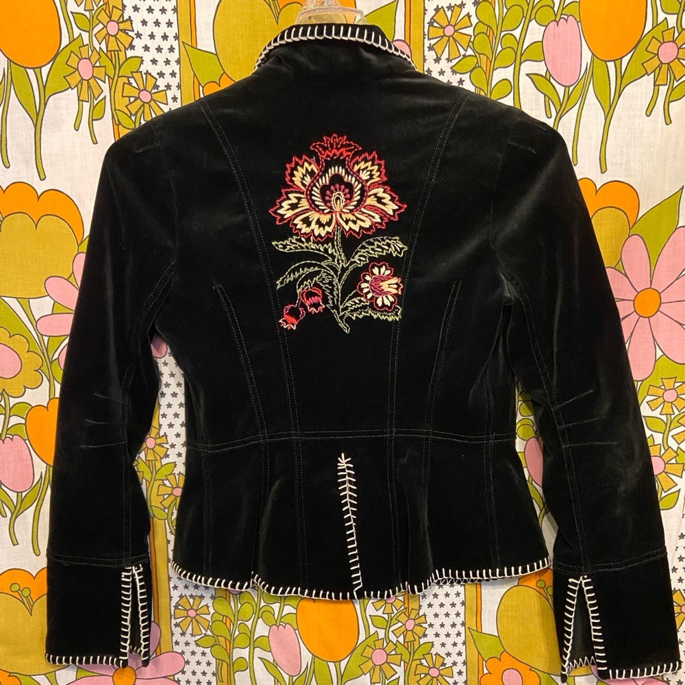 bebe Black Velvet Embroidered Blazer - Picture 6 of 7
